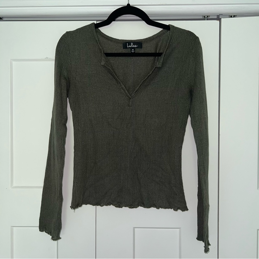 Lulus Long Sleeve V Cut Shirt